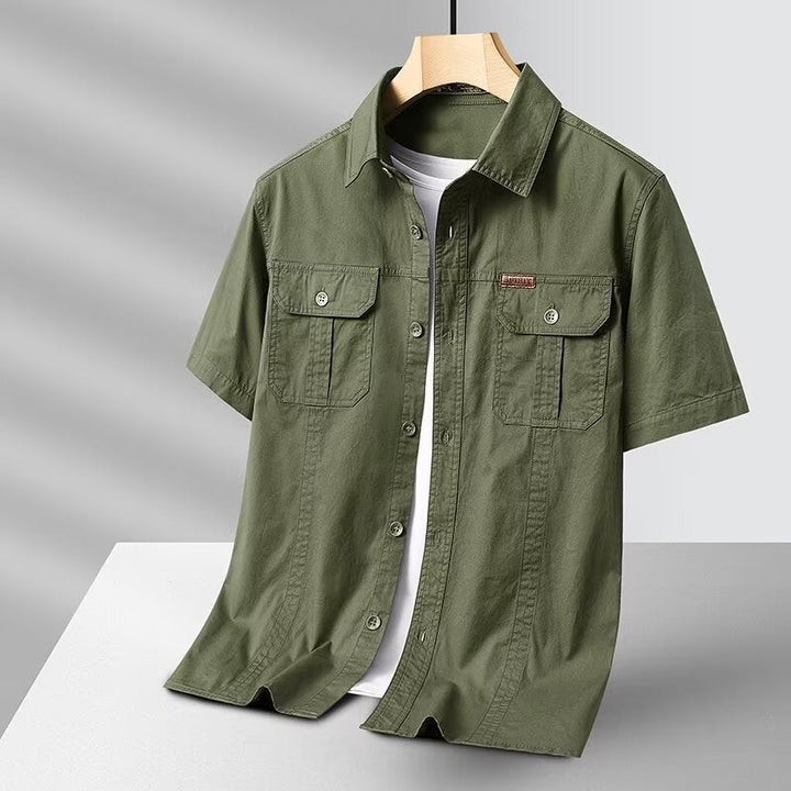 Chemise homme à manches courtes en coton avec poches militaires - Renzo