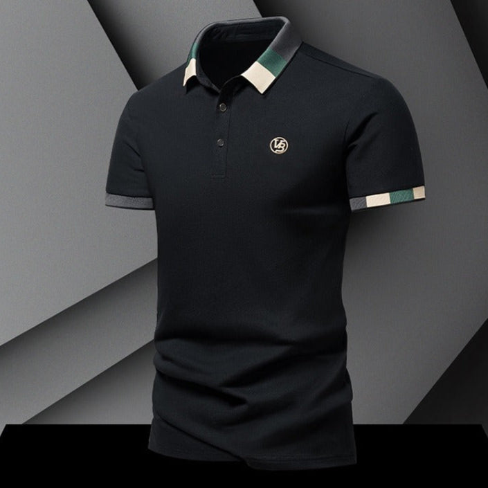 Polo en maille à texture géométrique et manches longues pour hommes - Joan