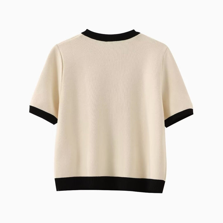 Cardigan à manches courtes contrastées pour femmes - Elodie