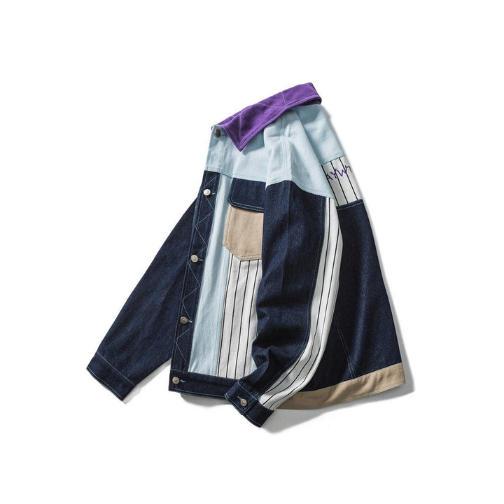 Veste homme patchwork denim multipoches design moderne - Keiro