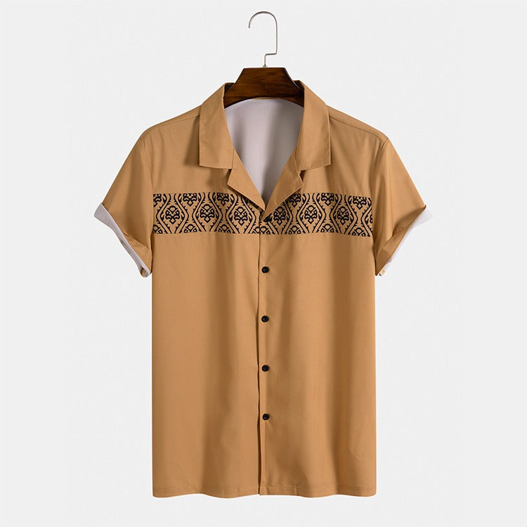 Chemise décontractée à manches courtes pour hommes avec broderie géométrique - Sven