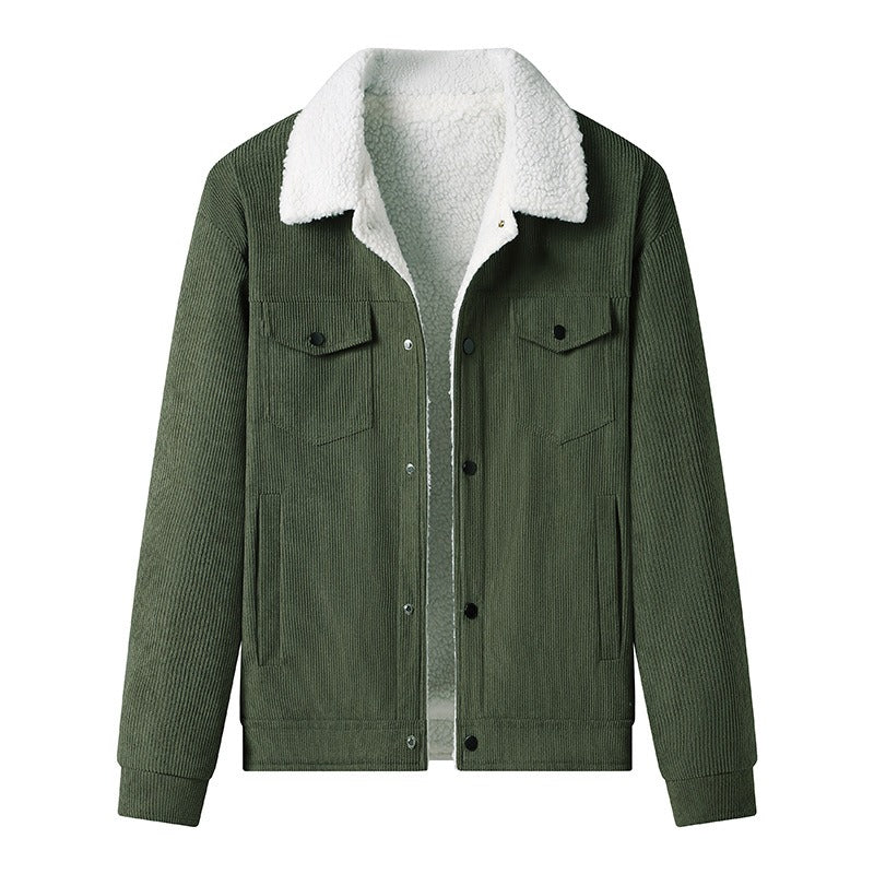 Veste en velours côtelé pour homme, doublée en polaire, style décontracté - Alain