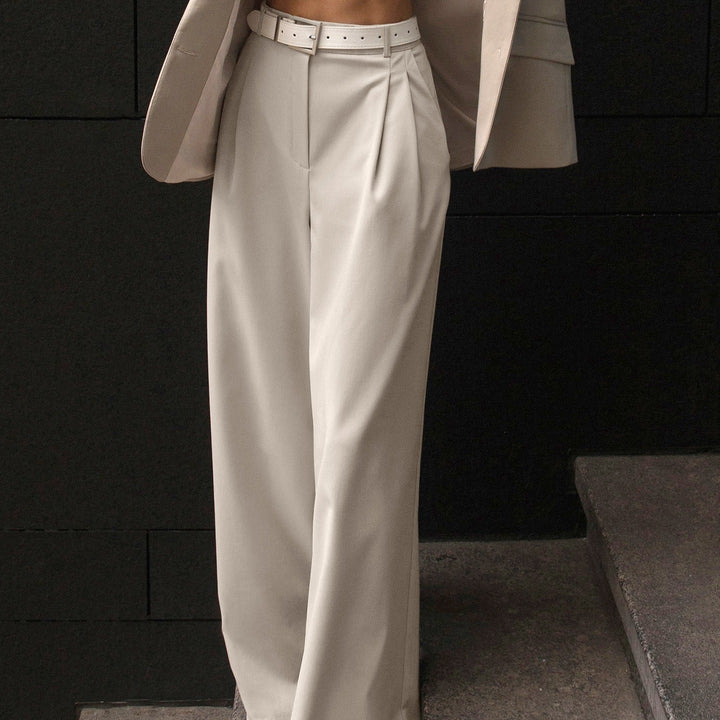 Pantalon de tailleur à taille haute et à jambe large pour femmes - Renata