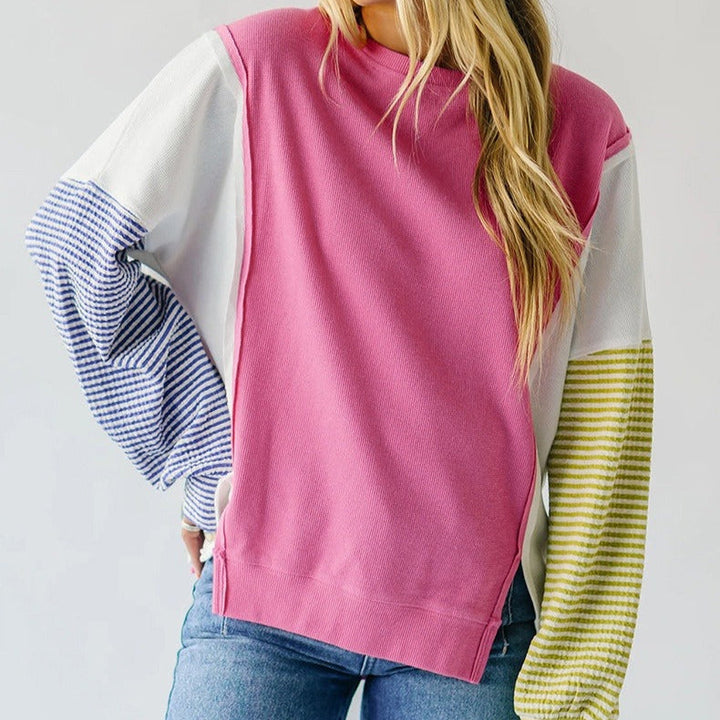Sweat-shirt décontracté à manches longues multicolores - Maelis