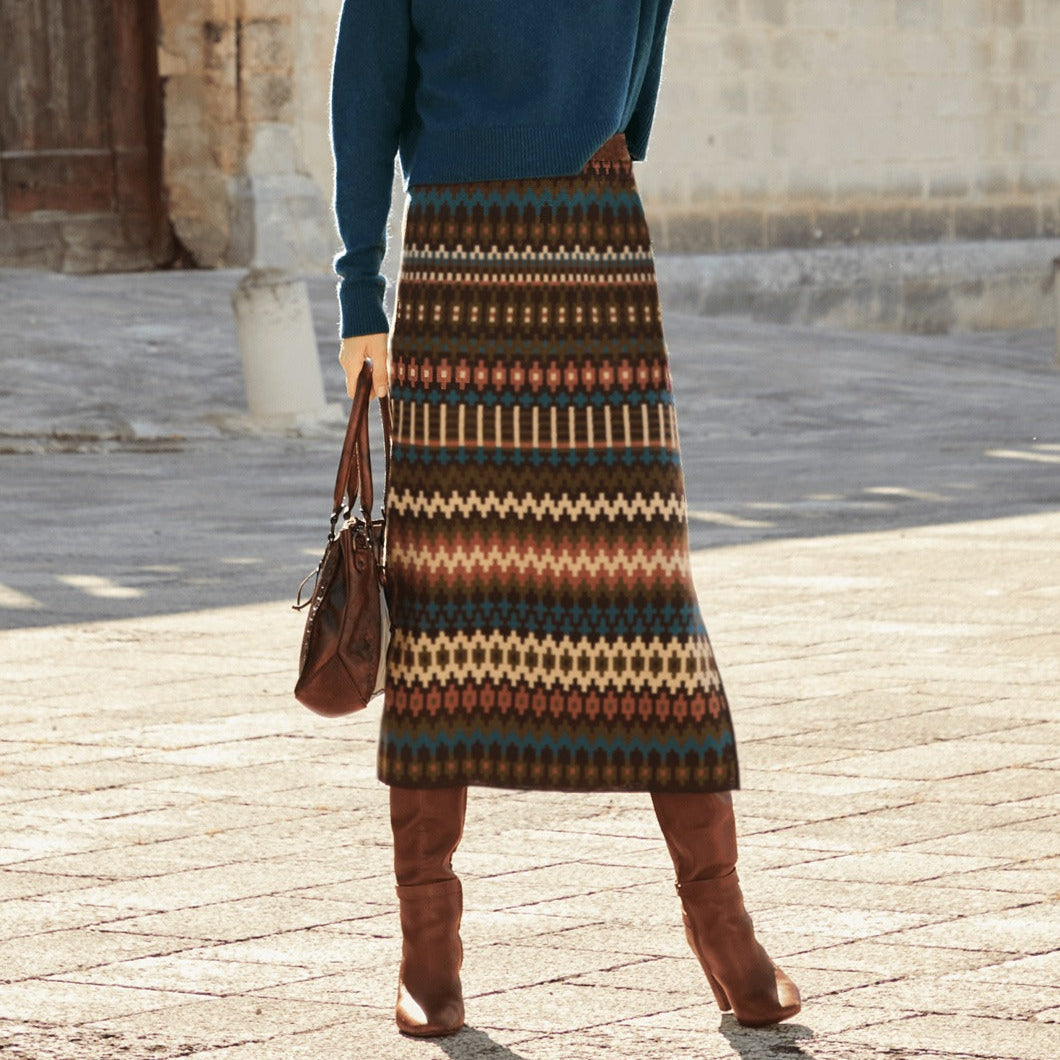 Jupe midi imprimée pour femme - Malvien