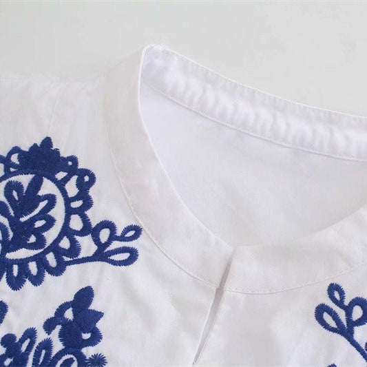 Robe courte en coton brodé pour femme, style ethnique, coupe ample - Irati