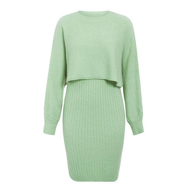 Robe deux pièces en maille à effet - Karine