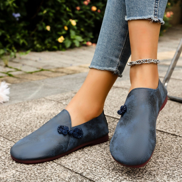 Mocassins plats de style rétro pour femmes avec broderie faite à la main - Elena
