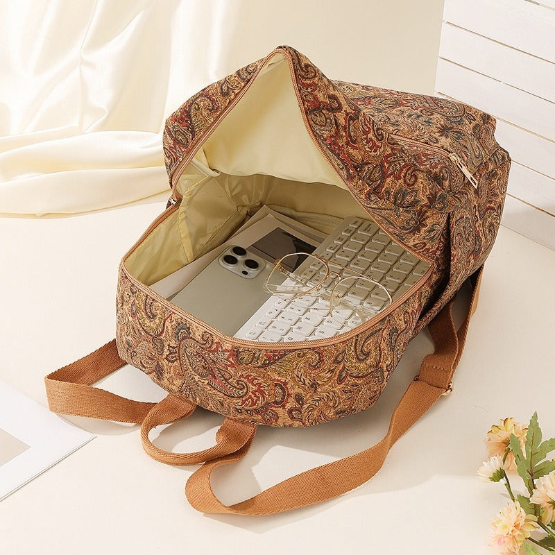 Sac à dos en tissu imprimé de grande capacité style vintage - Francis