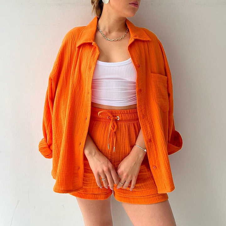 Ensemble trois pièces en coton froissé pour femme - Olga