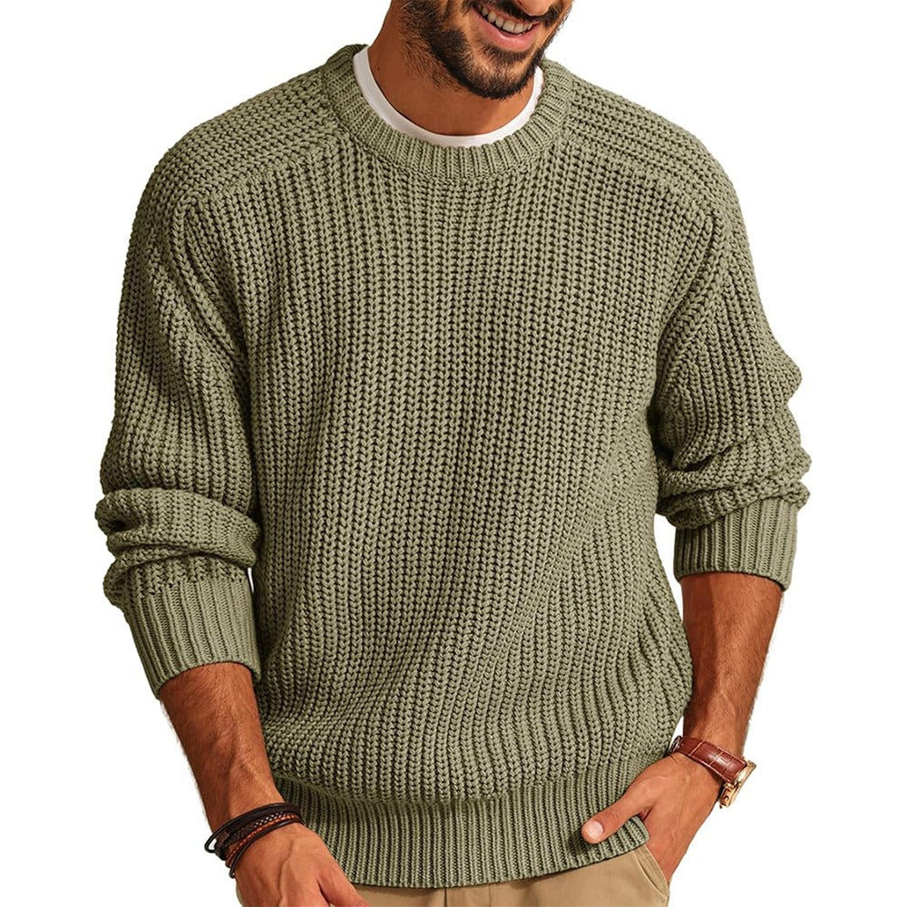 Pull à col ras du cou en maille épaisse pour hommes - Levik
