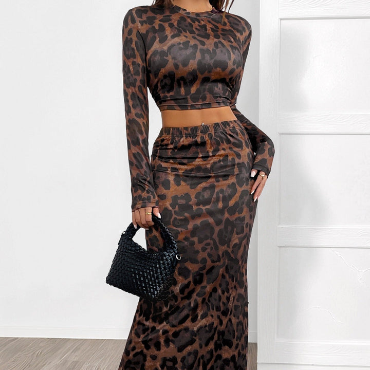 Ensemble de style skinny deux pièces pour femmes, imprimé animalier - Pearl