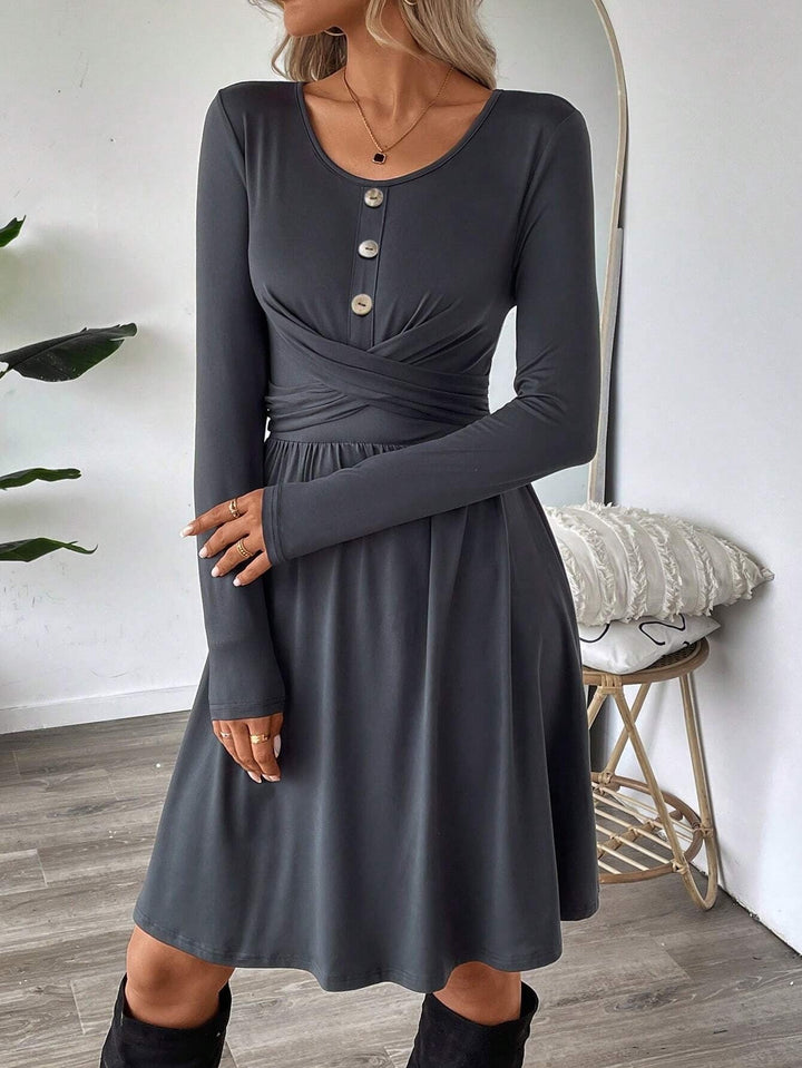 Robe en maille douce avec boutons pour femme - Athena