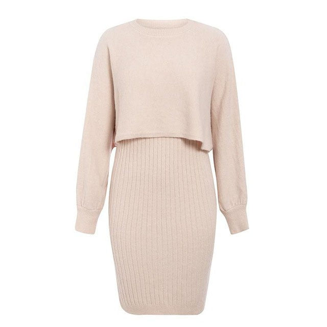 Robe deux pièces en maille à effet - Karine