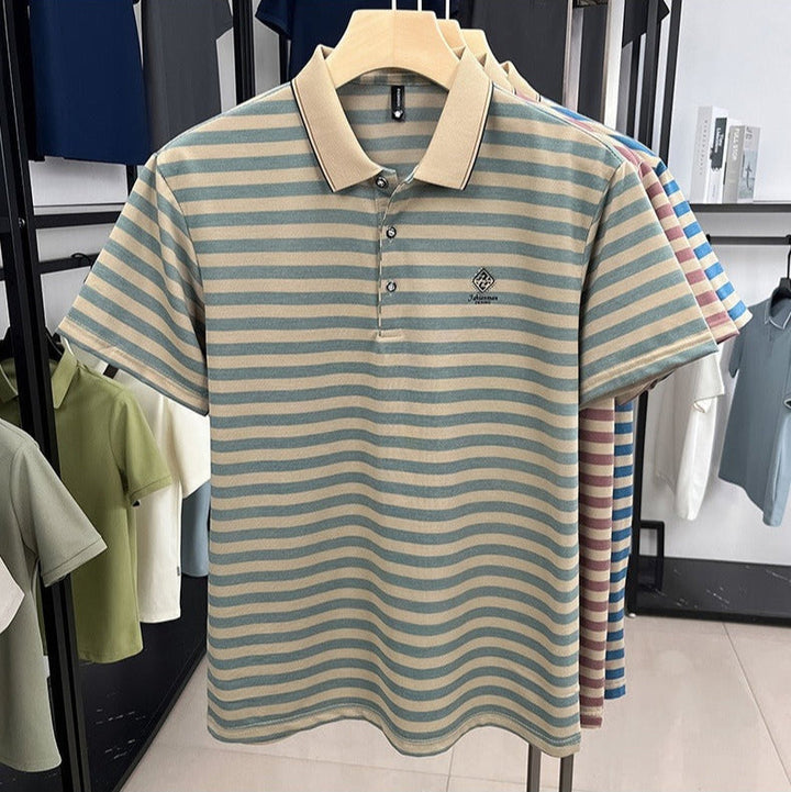 Polo rayé en maille à col classique pour hommes - Marc