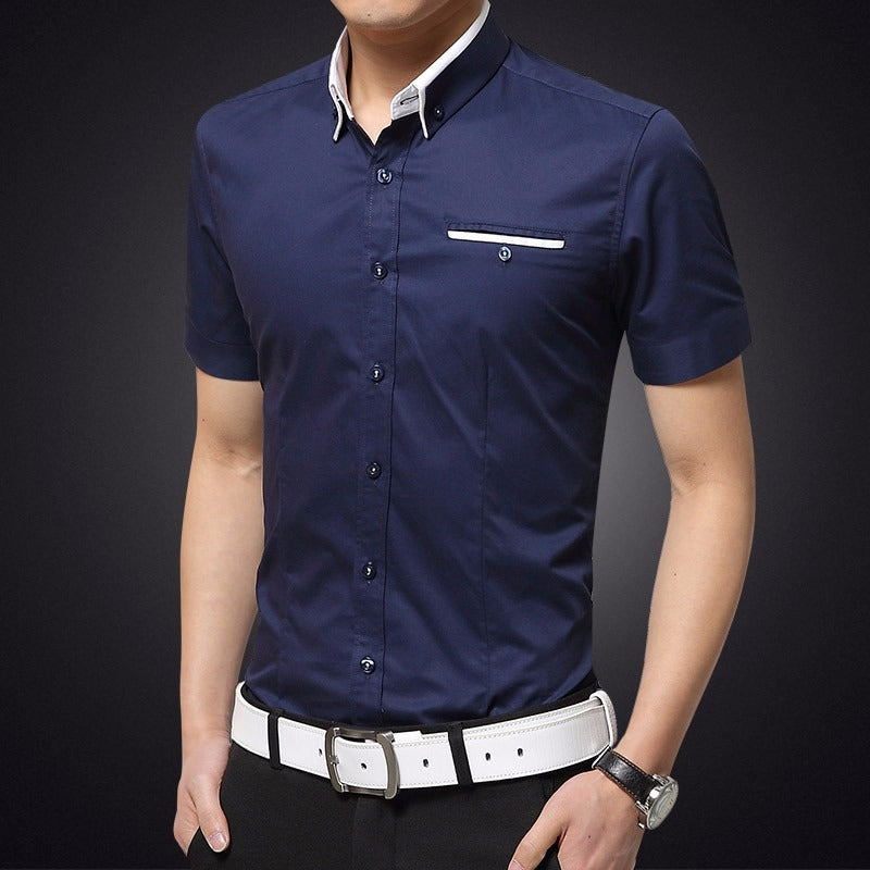 Chemise homme manches courtes en coton slim fit - Adrien