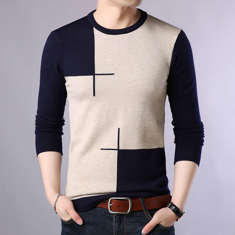 Pull homme à manches longues à motifs géométriques modernes - Bastien