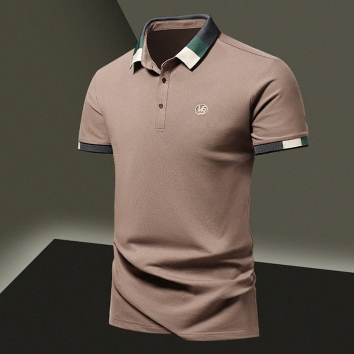 Polo en maille à texture géométrique et manches longues pour hommes - Joan