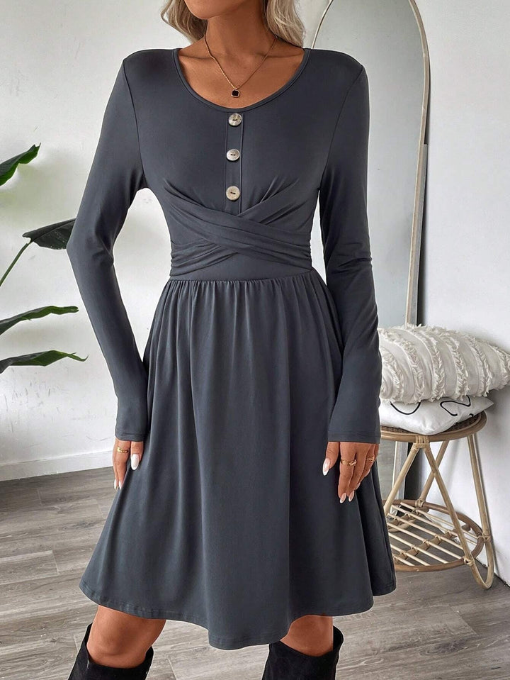 Robe en maille douce avec boutons pour femme - Athena