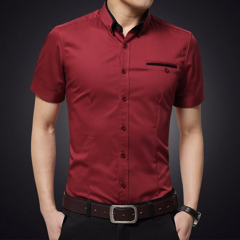 Chemise homme manches courtes en coton slim fit - Adrien
