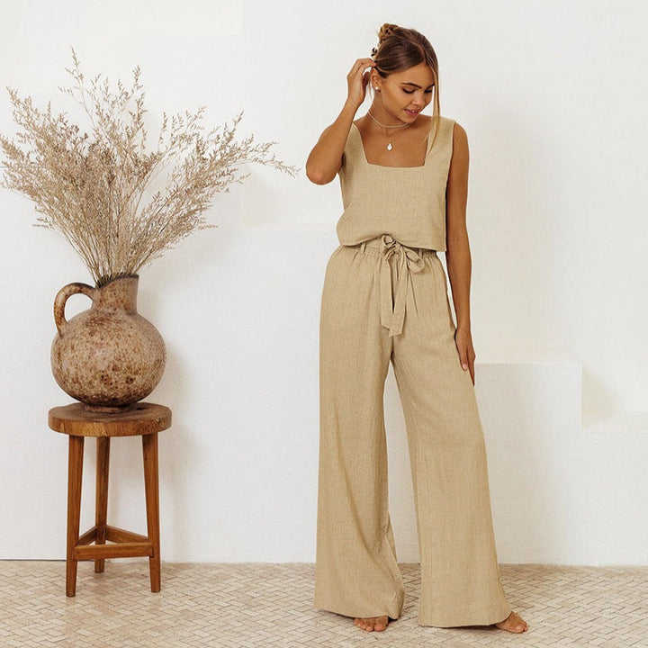 Ensemble de jarretelles en lin pour femmes - Martina