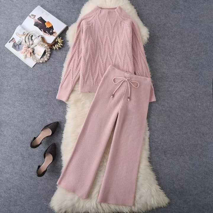 Ensemble pull tressé et pantalon large pour femme - Melis