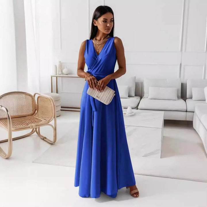 Robe femme longue sans manches à encolure croisée - Larissa