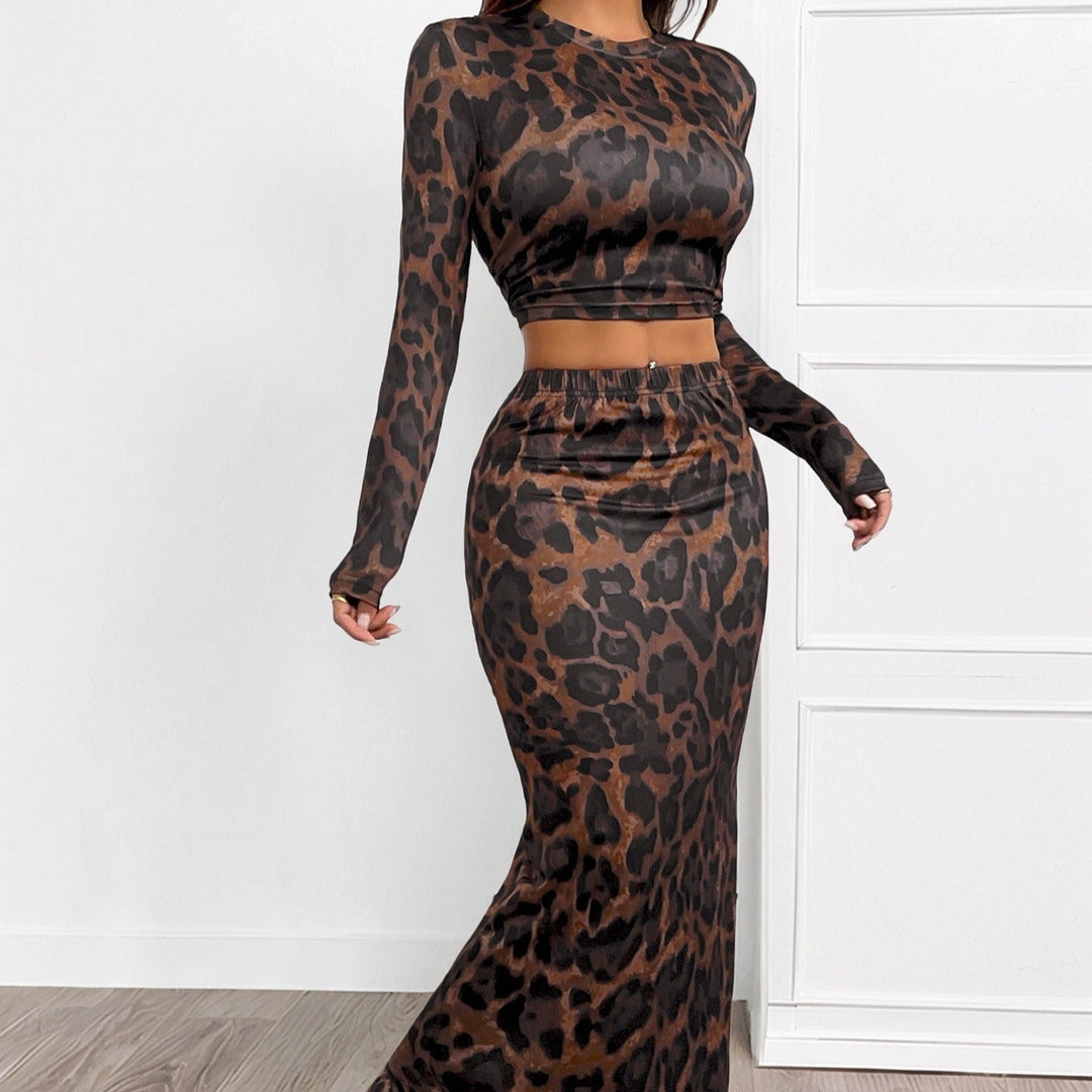 Ensemble de style skinny deux pièces pour femmes, imprimé animalier - Pearl