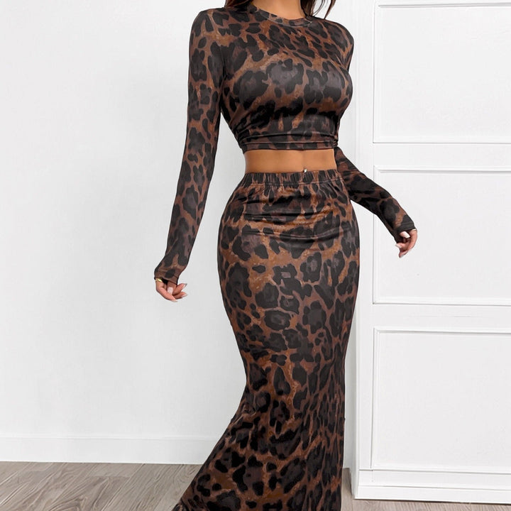 Ensemble de style skinny deux pièces pour femmes, imprimé animalier - Pearl
