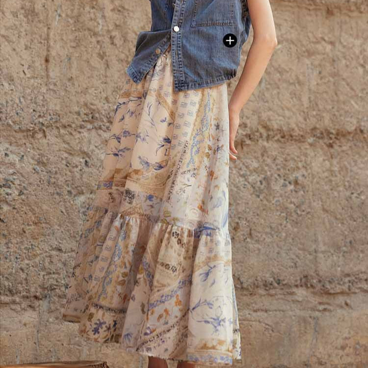 Jupe longue femme imprimé floral bohème - Mireille