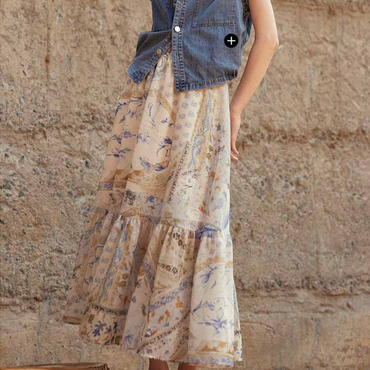 Jupe longue femme imprimé floral bohème - Mireille