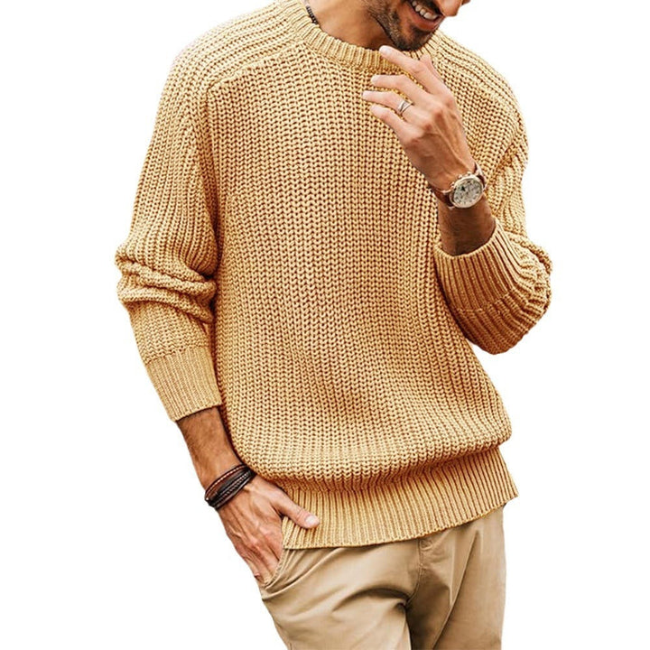 Pull à col ras du cou en maille épaisse pour hommes - Levik