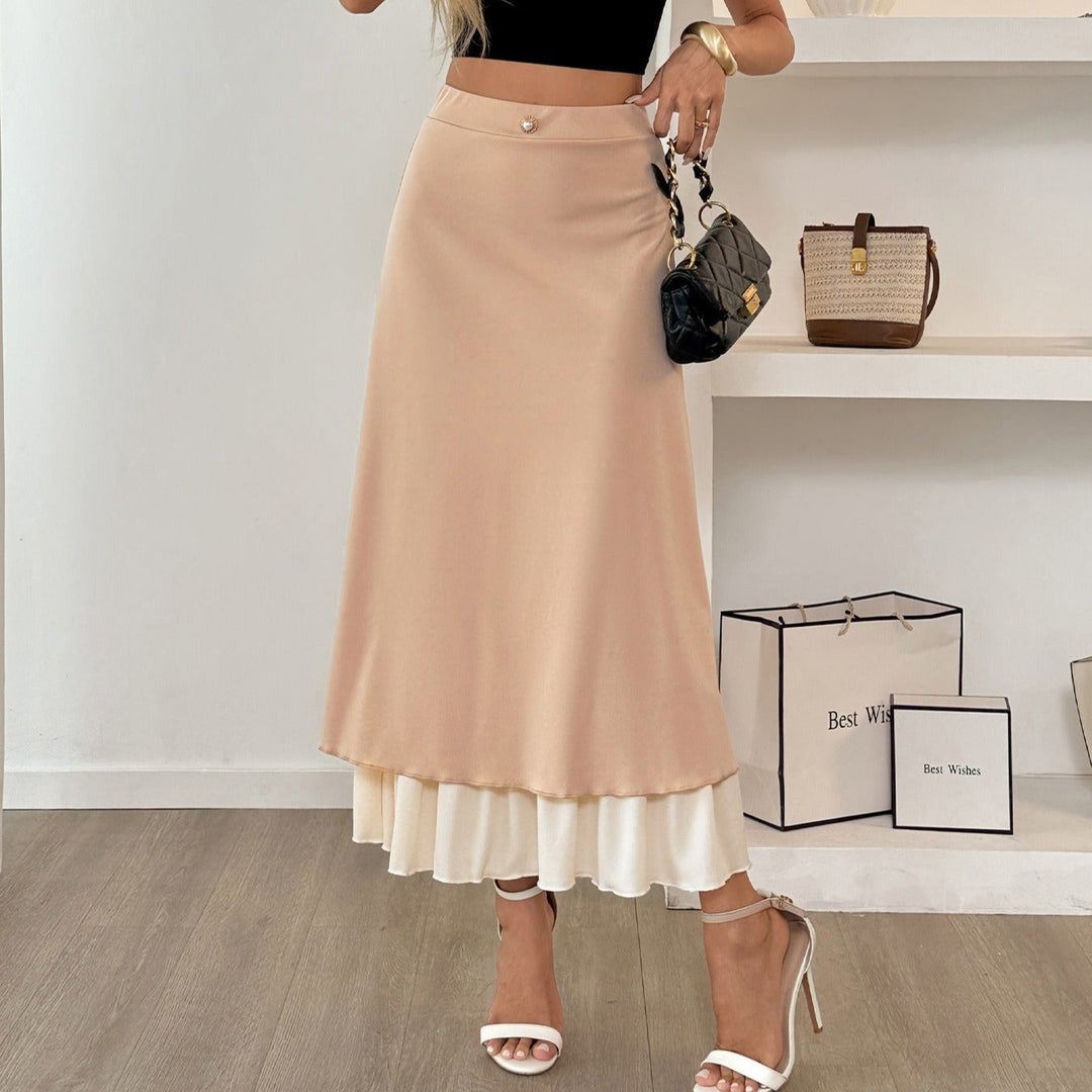 Jupe longue et fluide en satin double couche pour femmes - Remi