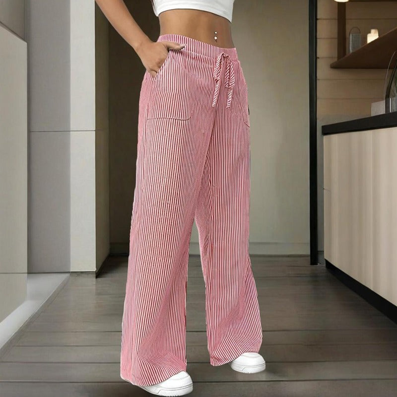 Pantalon large en coton rayé pour femme - Bianca