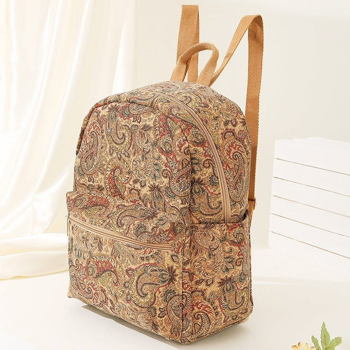 Sac à dos en tissu imprimé de grande capacité style vintage - Francis