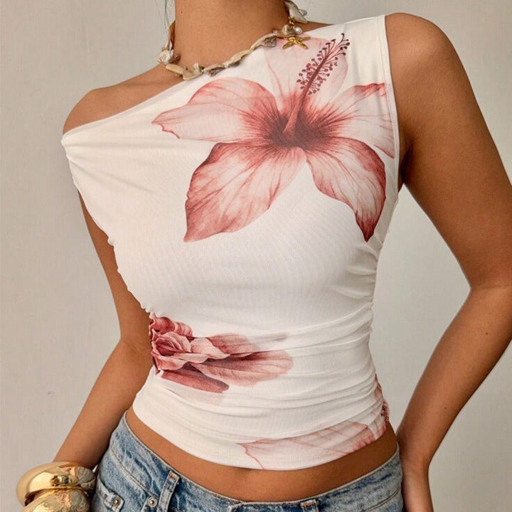 Top sans manches à imprimé floral ajusté pour femmes - Maelis