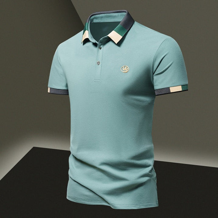 Polo en maille à texture géométrique et manches longues pour hommes - Joan