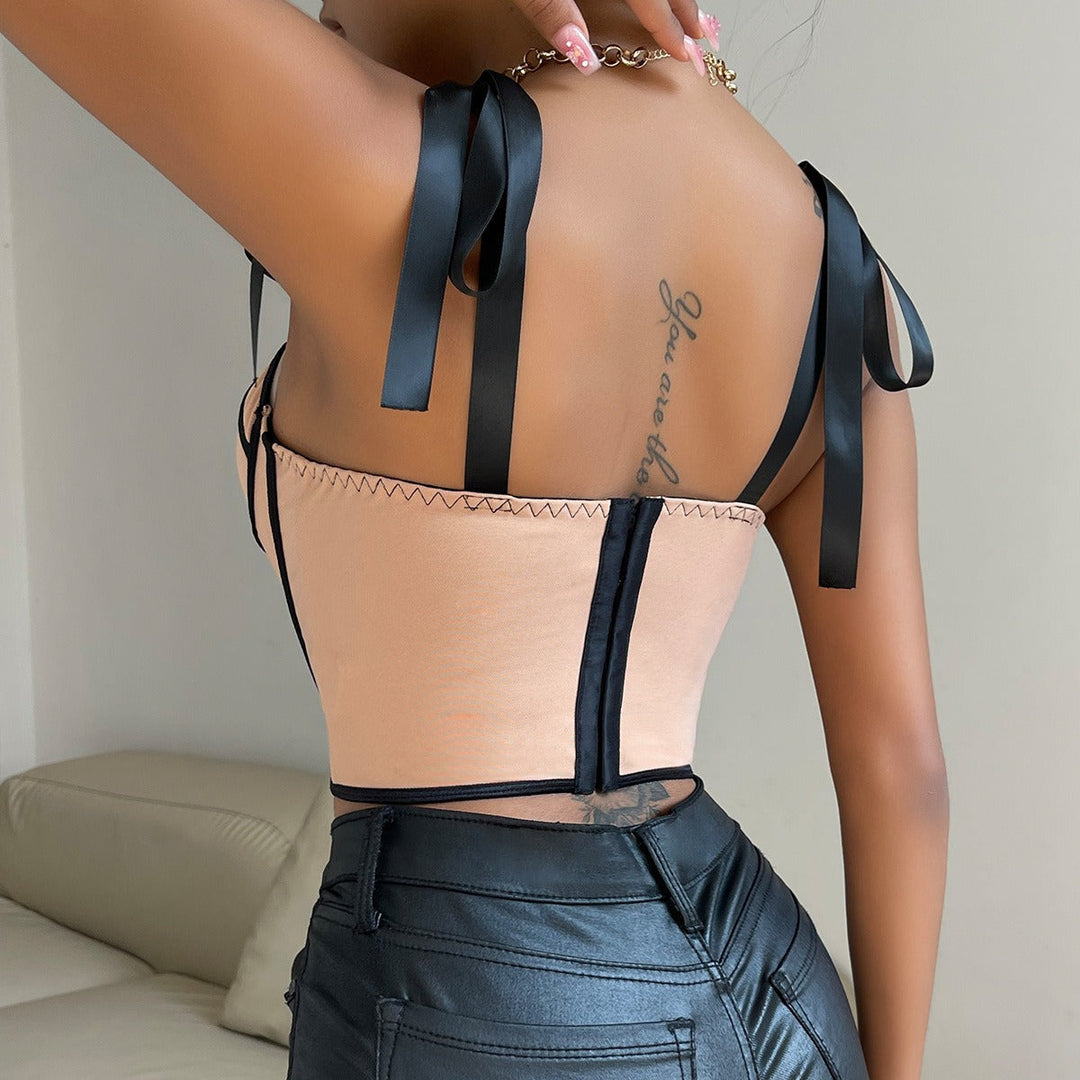 Top corset sans manches pour femme en tulle transparent - Mallela