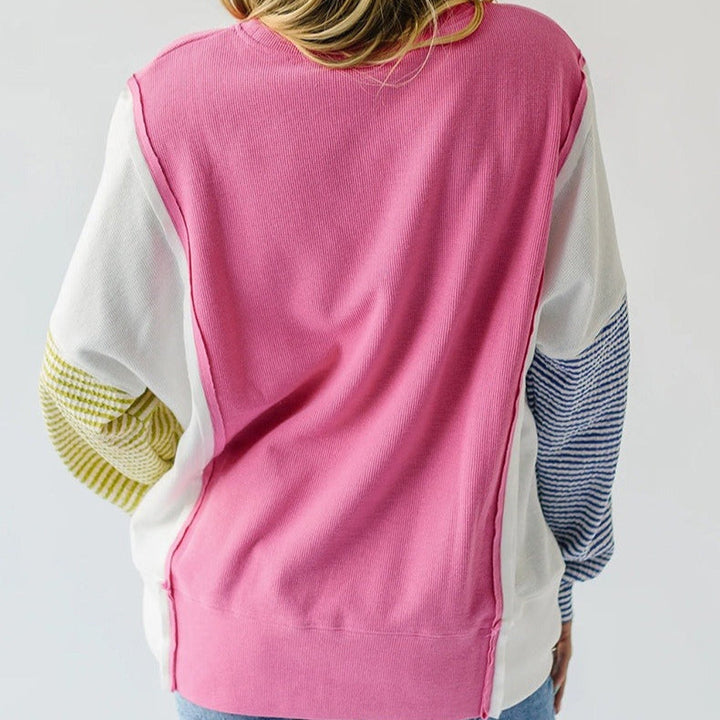 Sweat-shirt décontracté à manches longues multicolores - Maelis