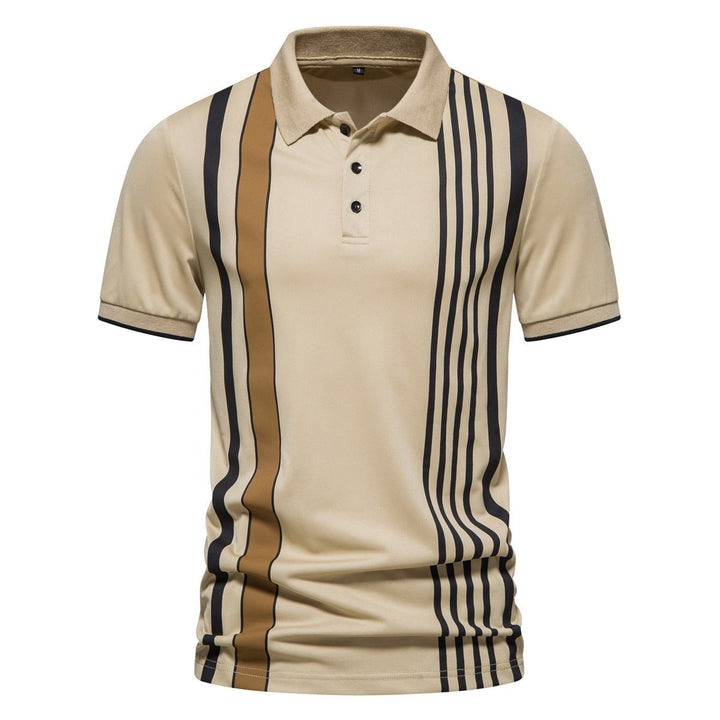 Polo homme en coton avec imprimé de lignes verticales - Matteo