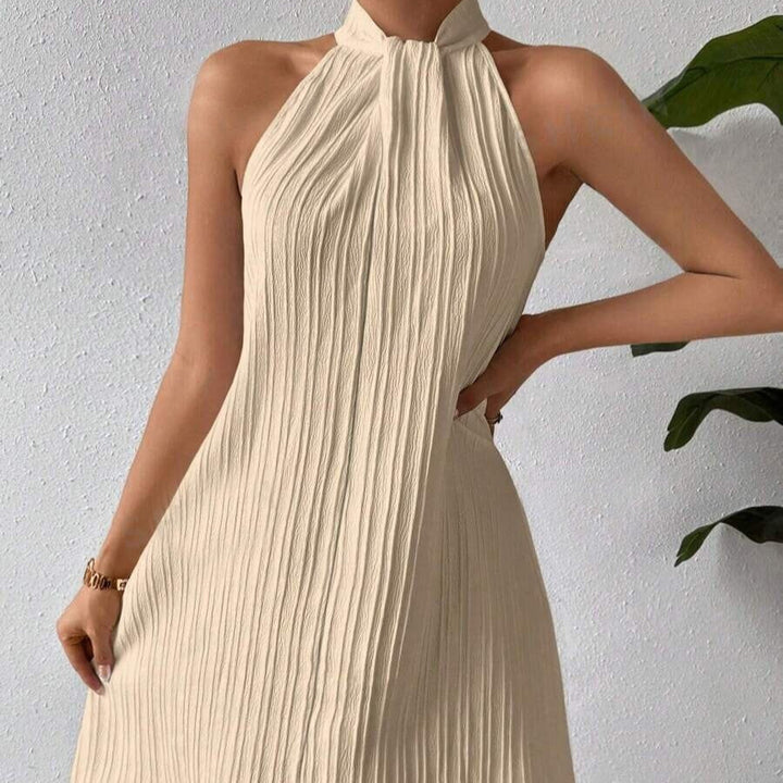 Robe dos nu plissé avec ceinture pour femme - Eléa