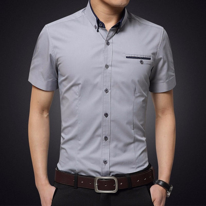 Chemise homme manches courtes en coton slim fit - Adrien