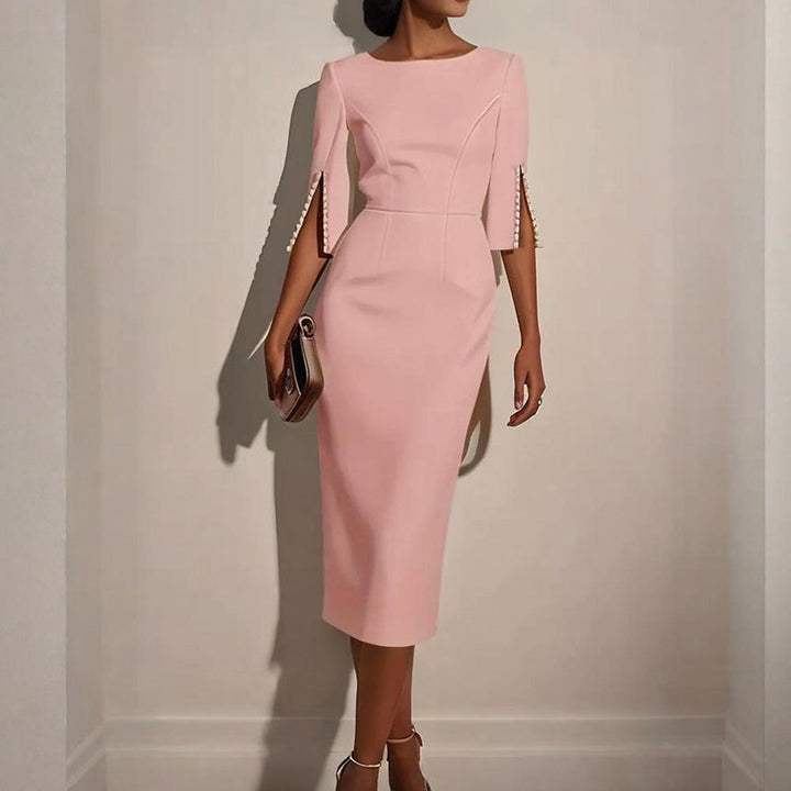Élégante robe midi pour femme avec détails perlés - Amaia