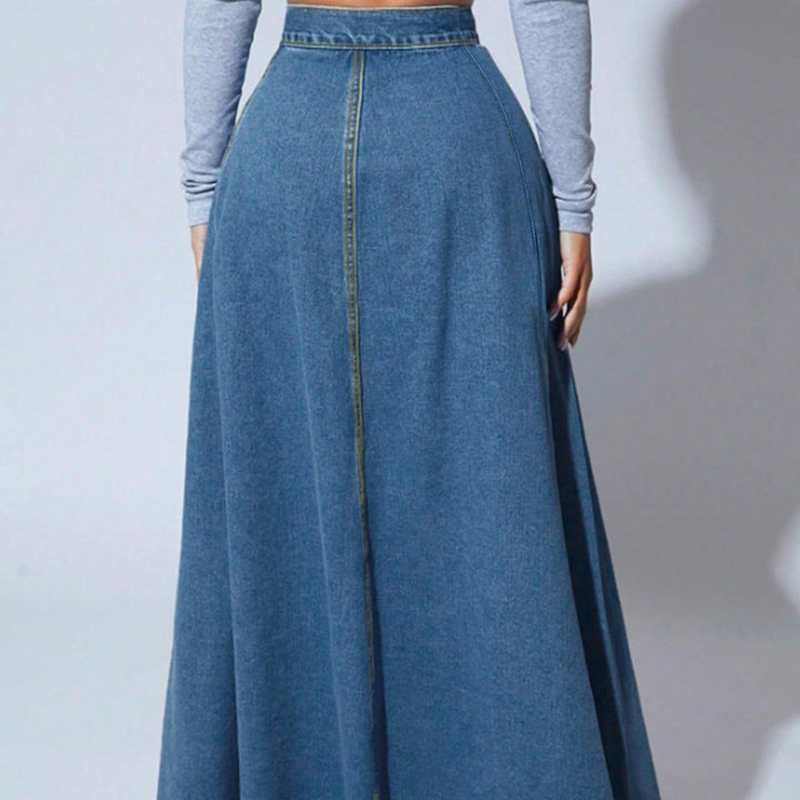 Jupe longue de femme avec taille haute et boutons - Martha