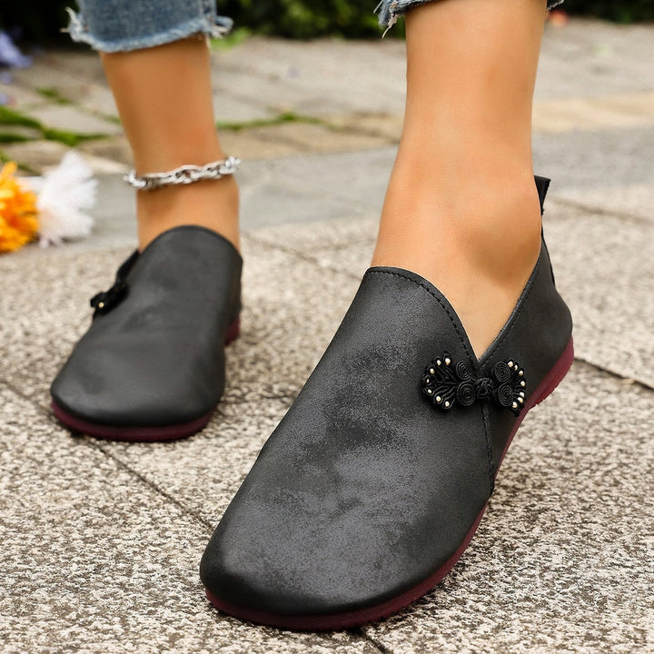 Mocassins plats de style rétro pour femmes avec broderie faite à la main - Elena