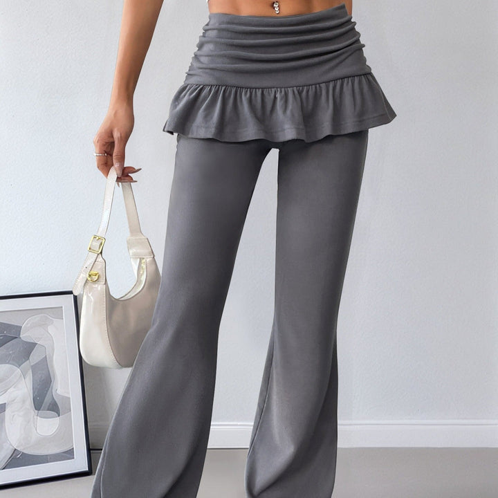 Pantalon évasé à volants en coton pour femme - Solène