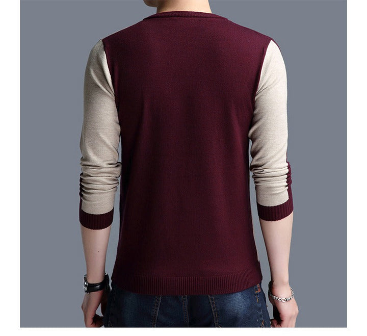 Pull homme à manches longues à motifs géométriques modernes - Bastien