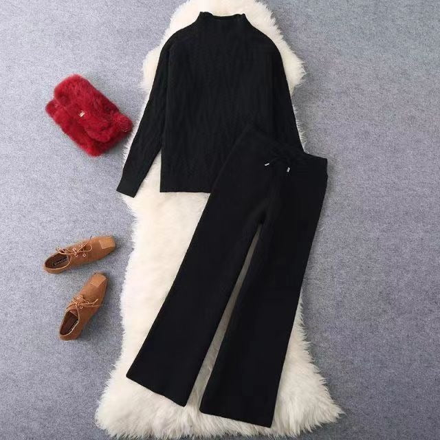 Ensemble pull tressé et pantalon large pour femme - Melis