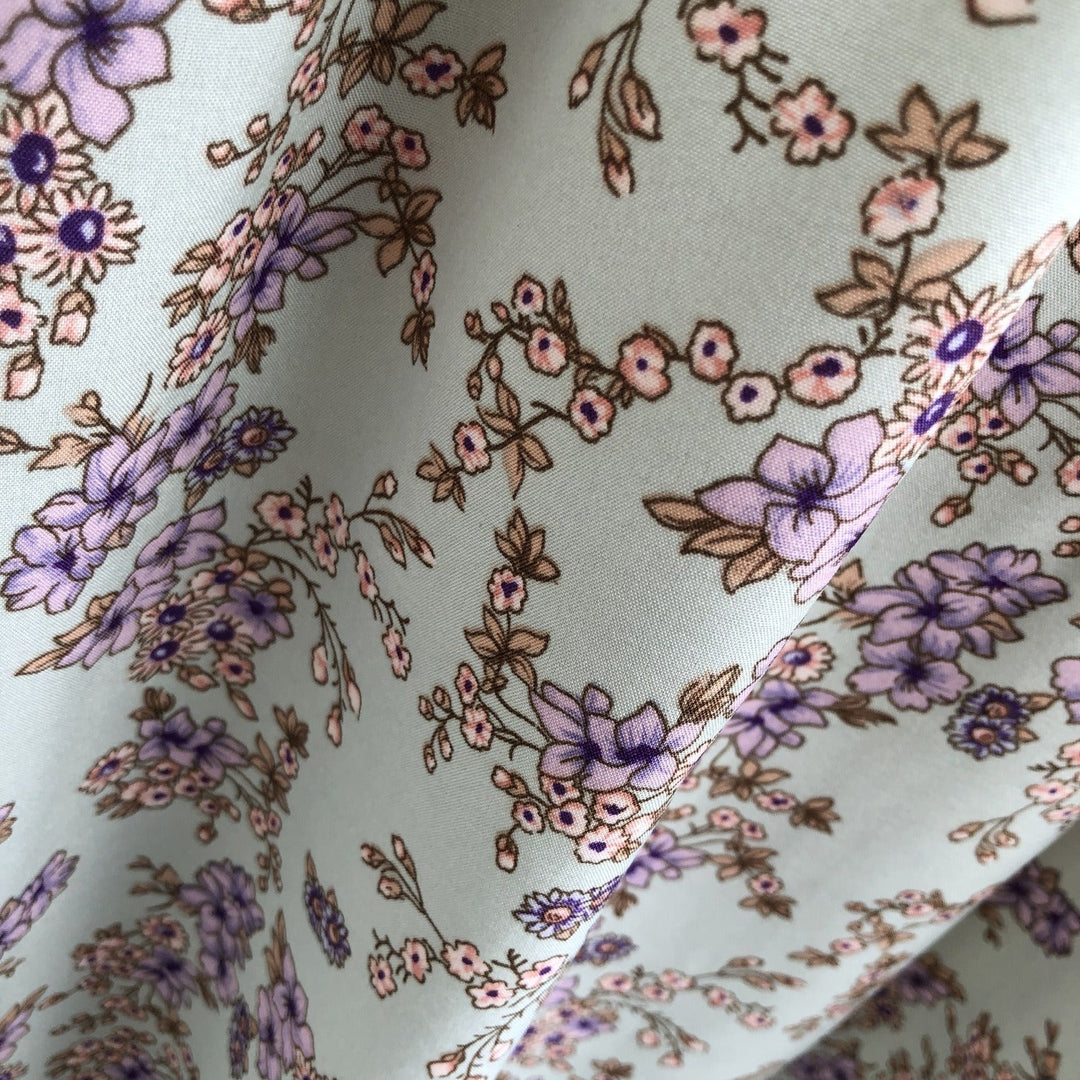 Robe courte à fleurs et volants décolleté en V pour femme - Mariana