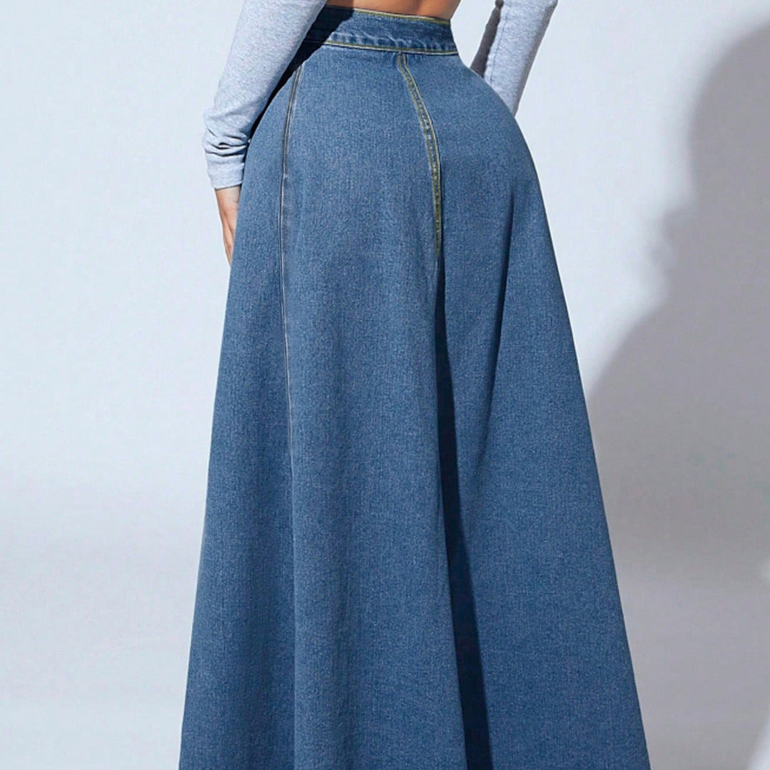 Jupe longue de femme avec taille haute et boutons - Martha